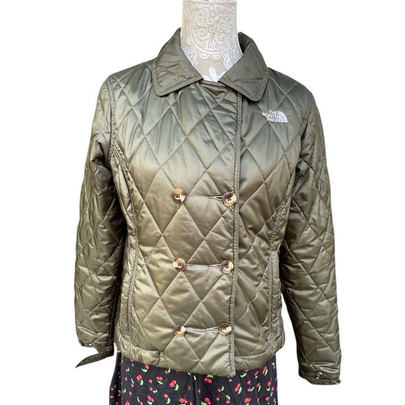 The North Face PrimaLoft Olive Army Green  Quilted Short Puffer Jacket Women’s M - Picture 5 of 16